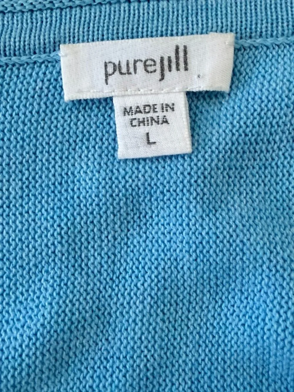 pureJill Oversized Button-Front Scoop Neck Long Sleeve Cardigan Sweater Blue L